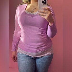 purple long sleeve ruched bust